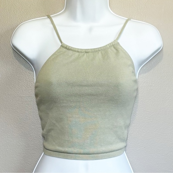 Brandy Melville Tops - Brandy Melville Cotton Fitted Crop Camisole Light Green